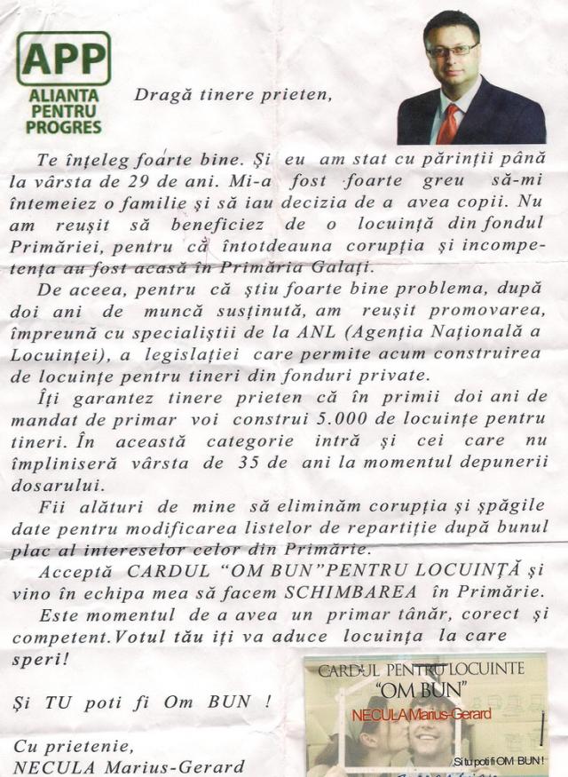 Necula garantează mii de locuinţe – fără nicio șansă de a ajunge primar